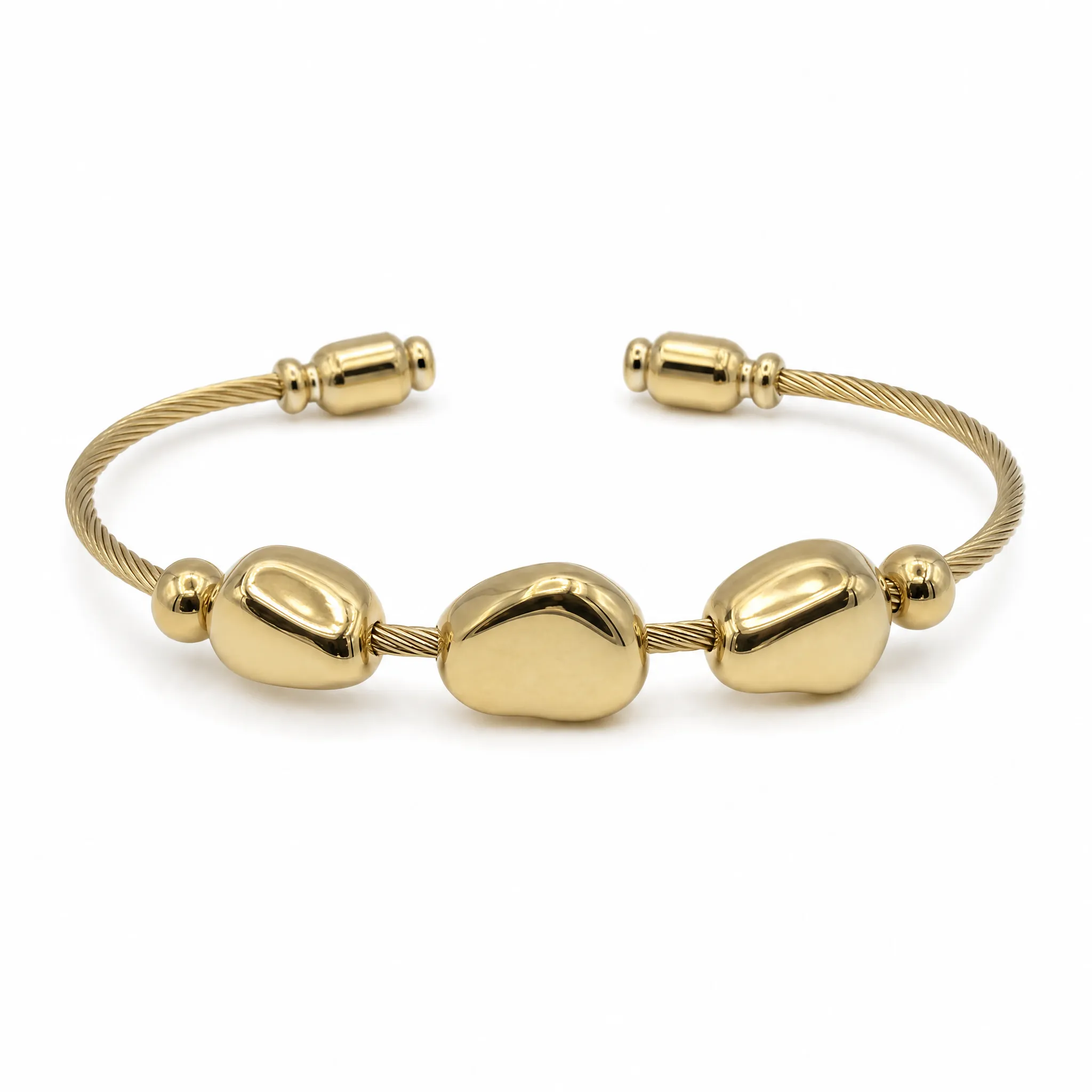 Trio Heart Gold Bangle